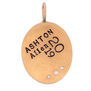 Birth Stats Yellow Gold Oval Charm