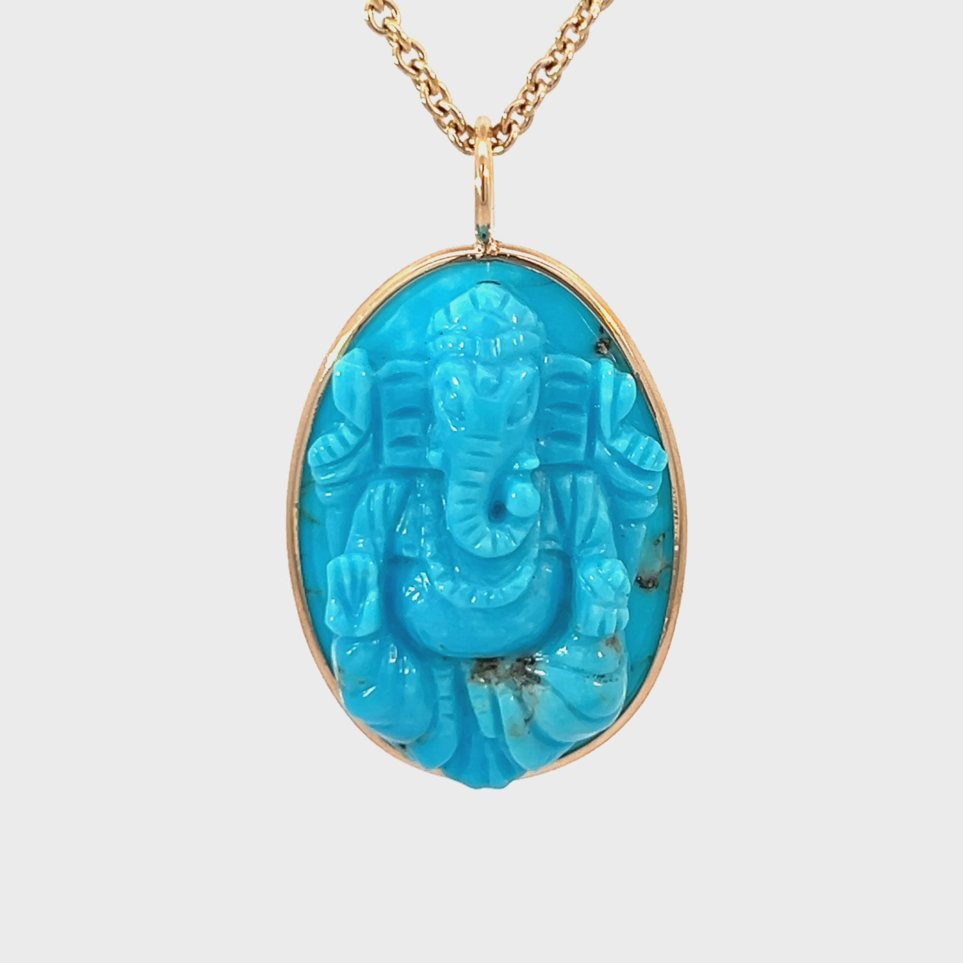 21.97ct Carved Ganesh Turquoise Elizabeth Stone