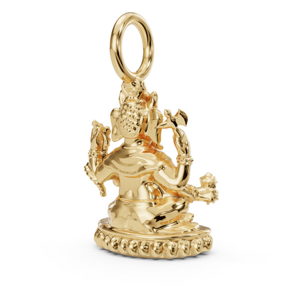 Gold Polished Ganesh Charm with a Diamond