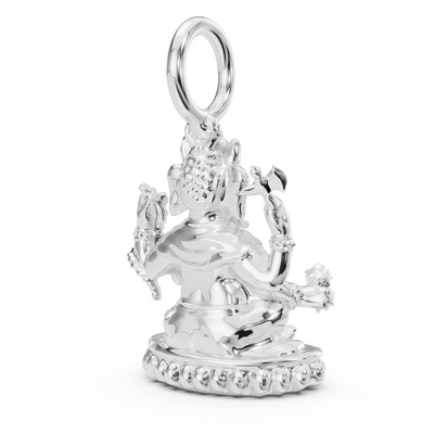 Silver Polished Ganesh Charm with a Diamond