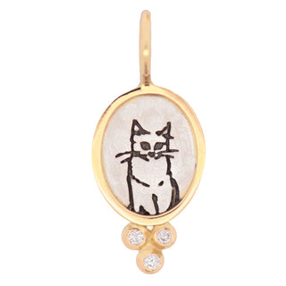 Mini Oval Cat Charm with Granules