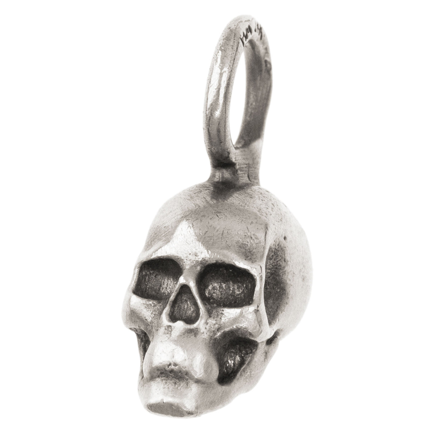 Silver Patina Skull Charm
