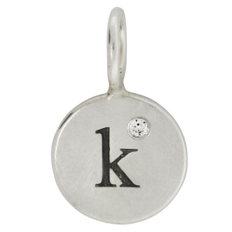 Silver Single Initial Round Charm