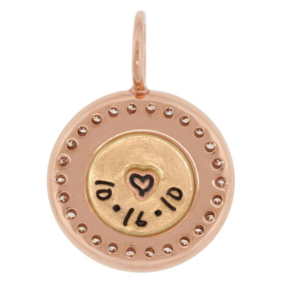 Double Initial And Date Channel Set Round Charm
