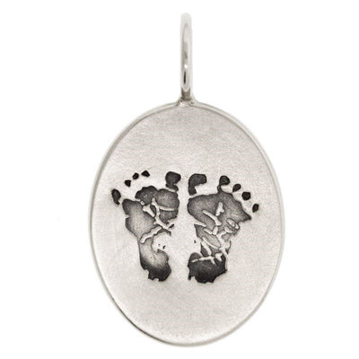 Silver Baby's Footprints Oval Charm