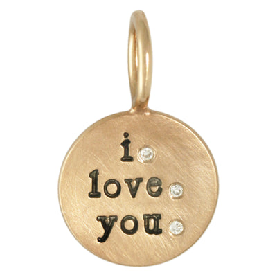 Yellow Gold I Love You Round Charm