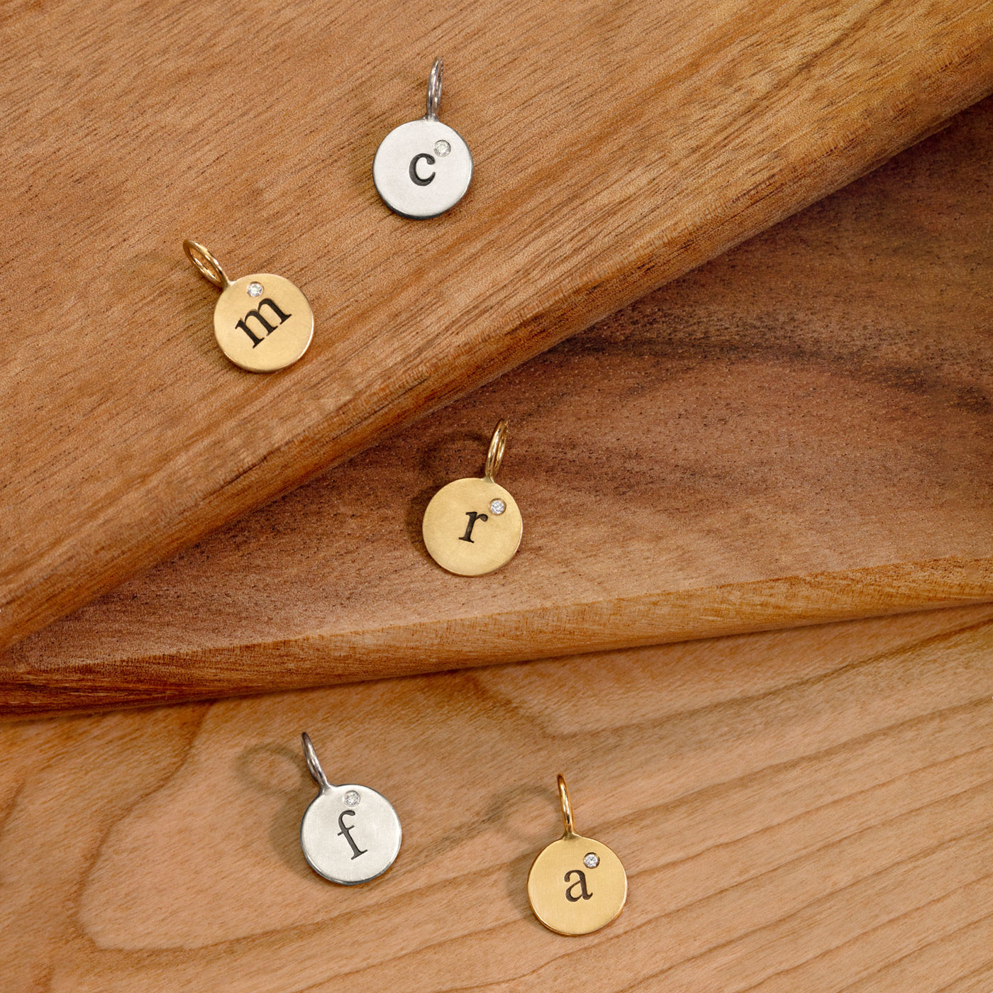 Gold Single Initial Round Charm