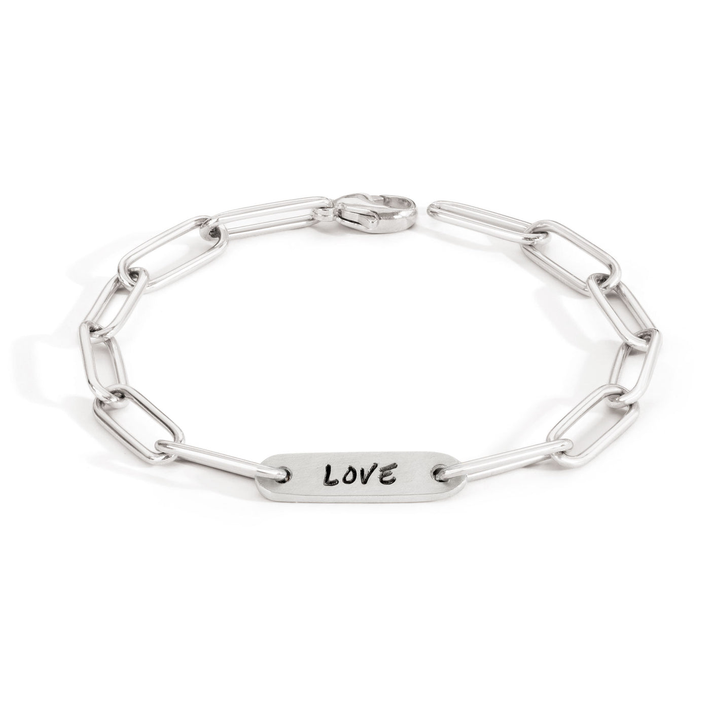 5.2mm Silver Love Flat Bar Bracelet