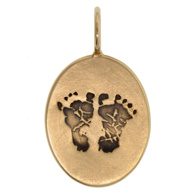 Gold Baby's Footprints Oval Charm