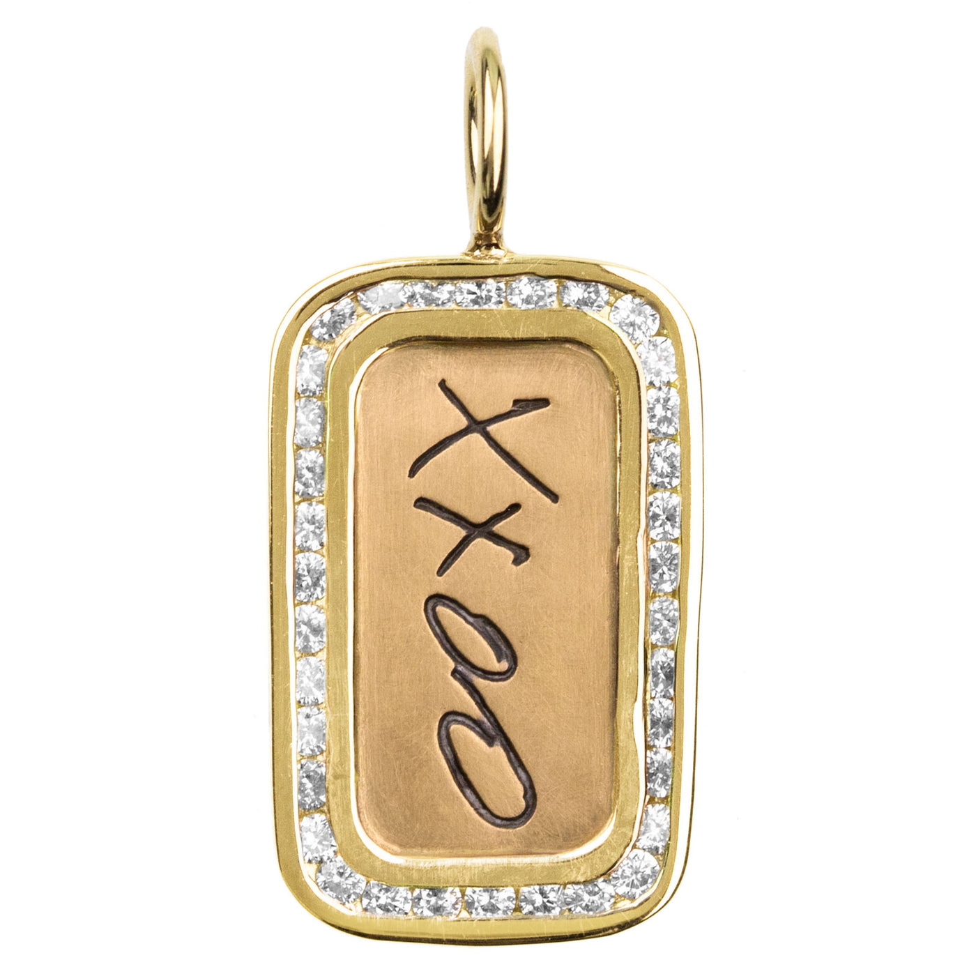 XXOO Yellow Gold Channel Set ID Tag