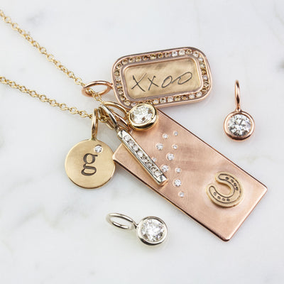XXOO Rose Gold Channel Set ID Tag