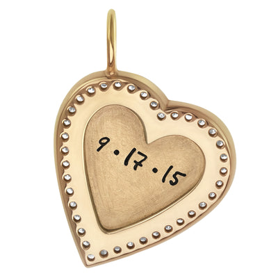 Name and Date Channel Set Heart Charm
