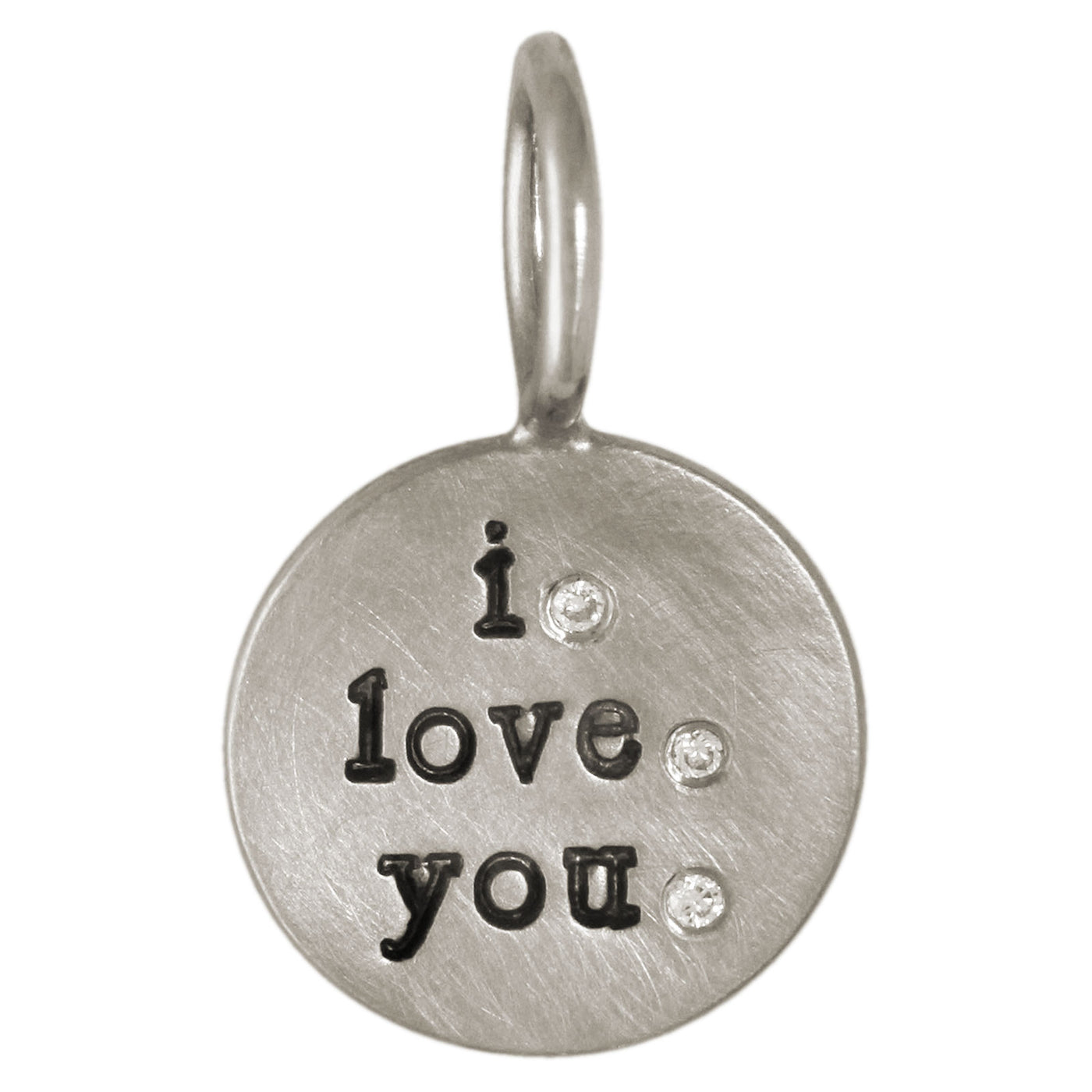Silver I Love You Round Charm