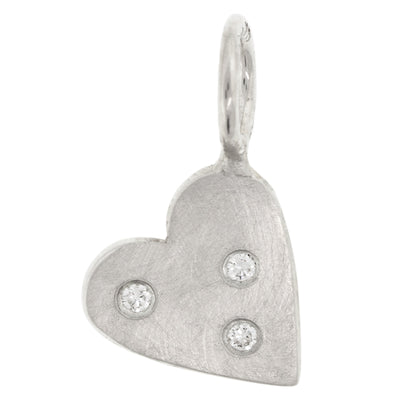 Silver Diamond Heart Charm