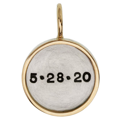 Name and Date Double Framed Round Charm