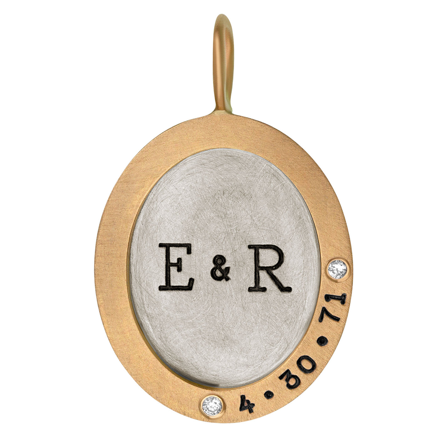 Double Initial And Date Oval Charm