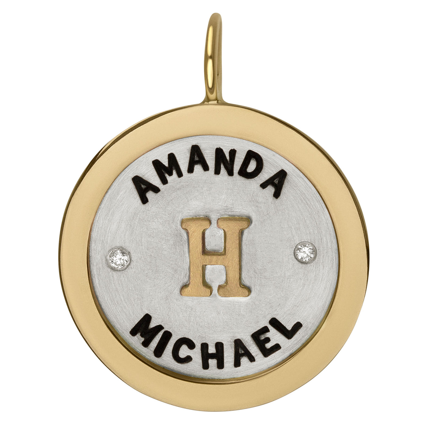 Raised Initial and Names Round Charm