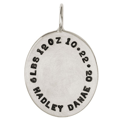 Baby Feet & Stats Oval Charm