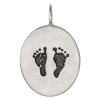 Baby Feet & Stats Oval Charm