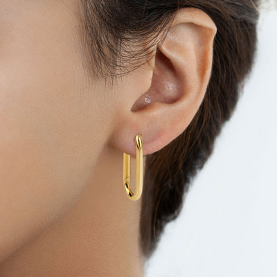 Gold Oval Hinge Earrings