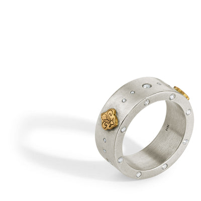 8mm Diamond Fleur De Lis Thick Ring