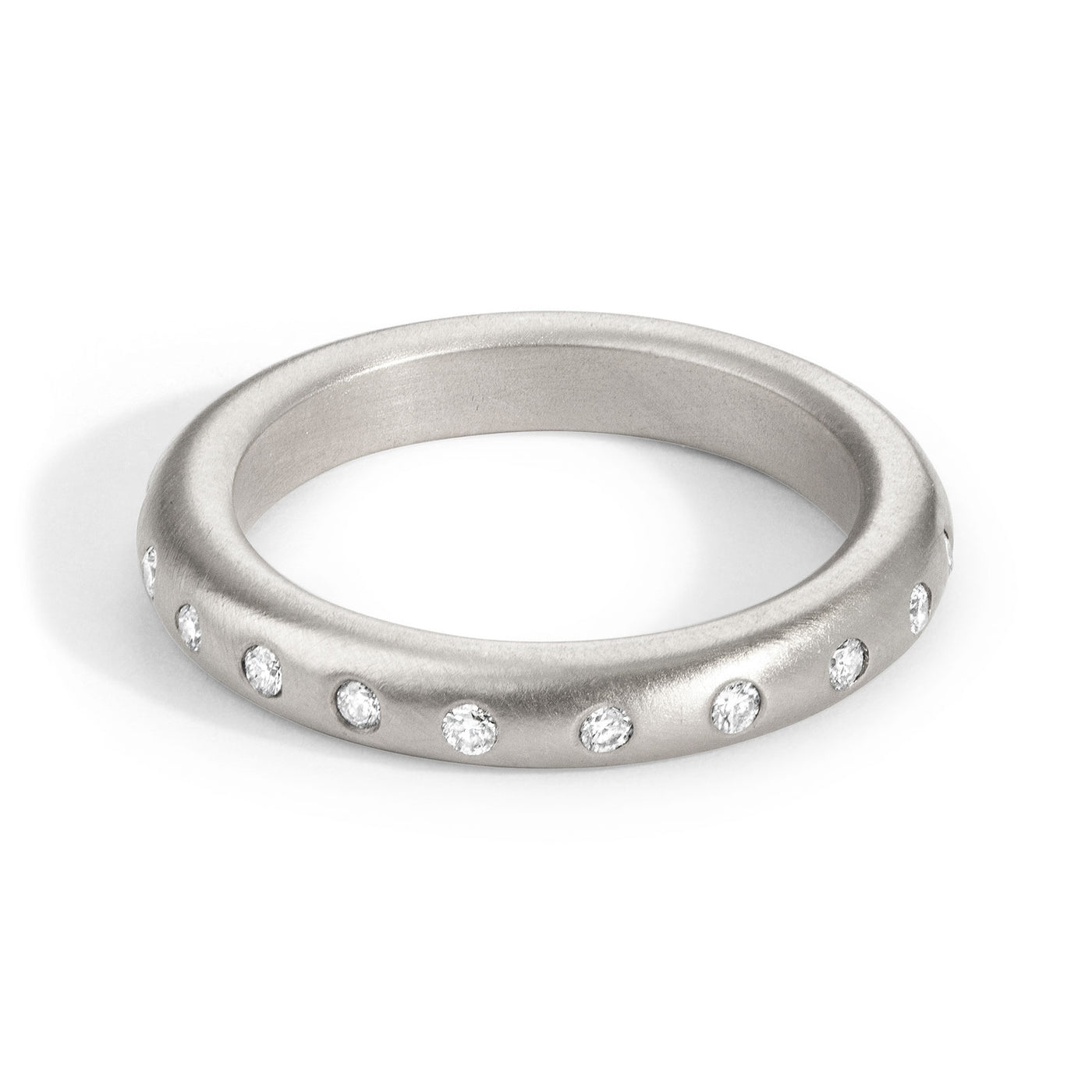 3.5mm Silver Diamond Scroll Ring