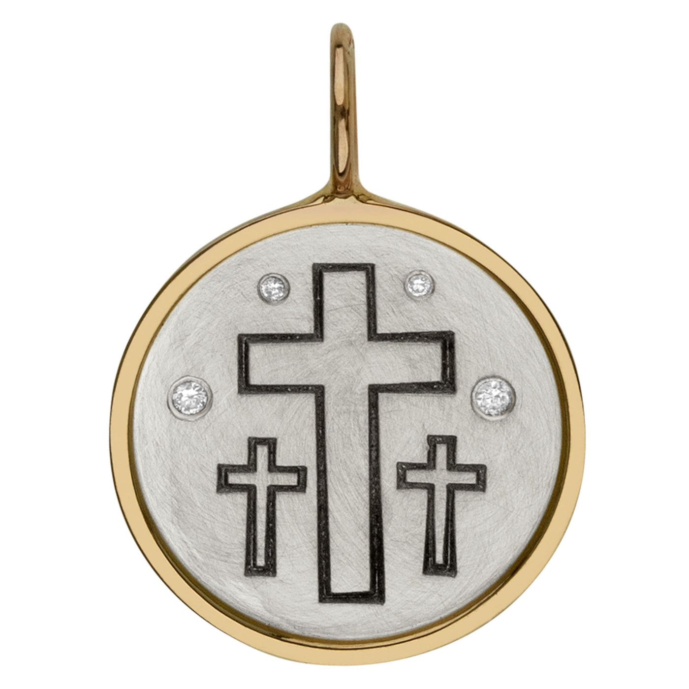 Silver & Gold Crosses Round Charm