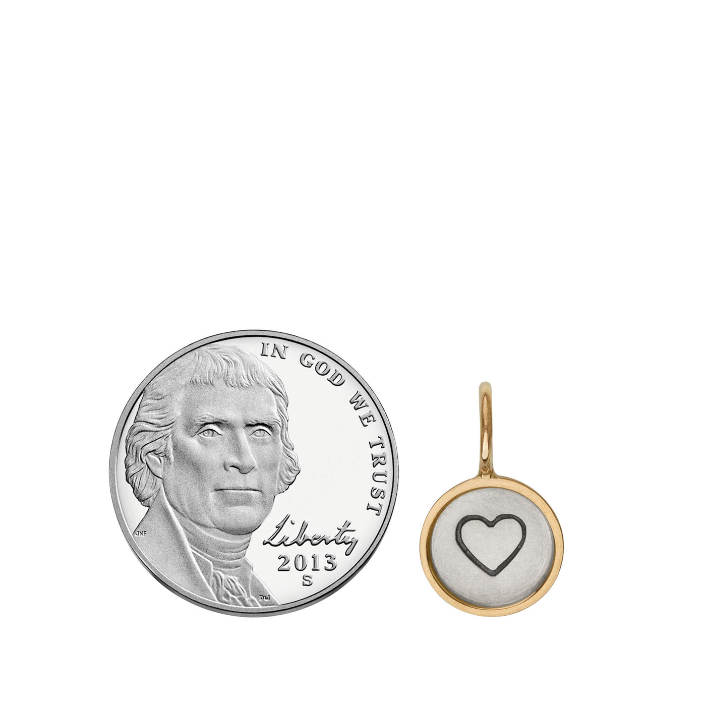 Silver & Gold Heart Round Charm