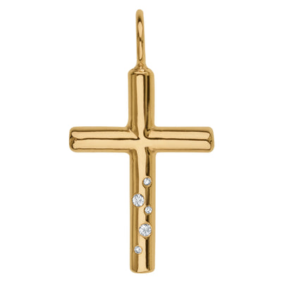 Gold High Polished Diamond Cross Charm