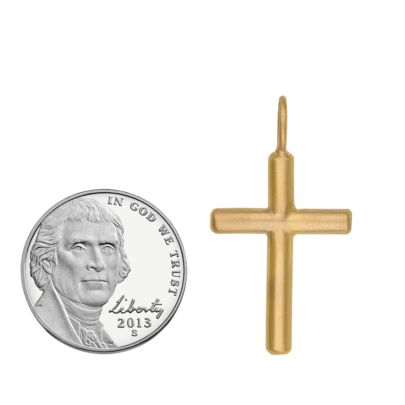 Gold Brushed Cross Charm