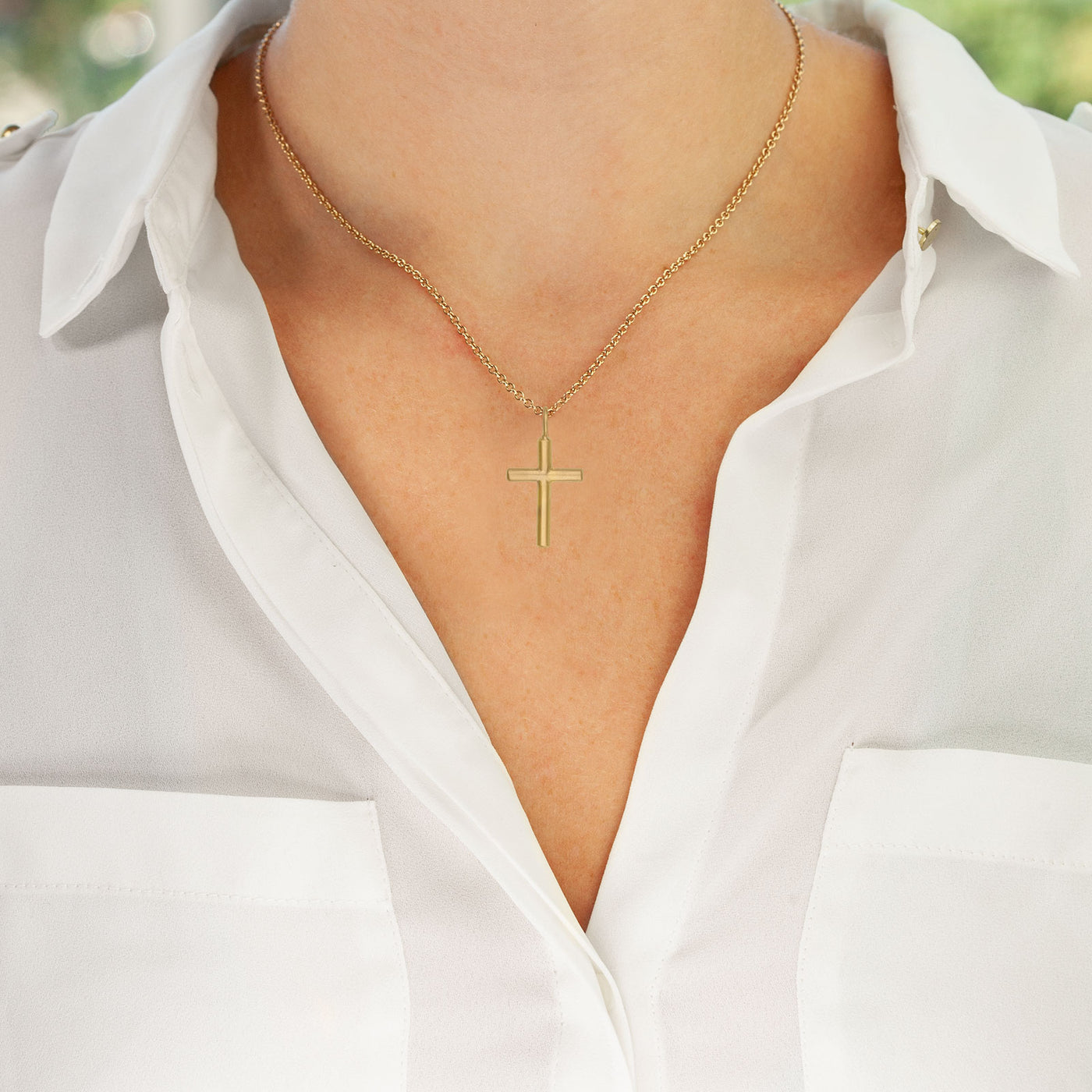 Gold Brushed Cross Charm