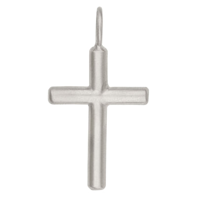 Silver Brushed Cross Charm