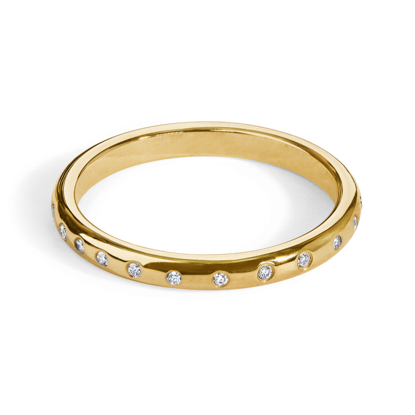 2.5mm Gold High Polished Diamond Scroll Ring