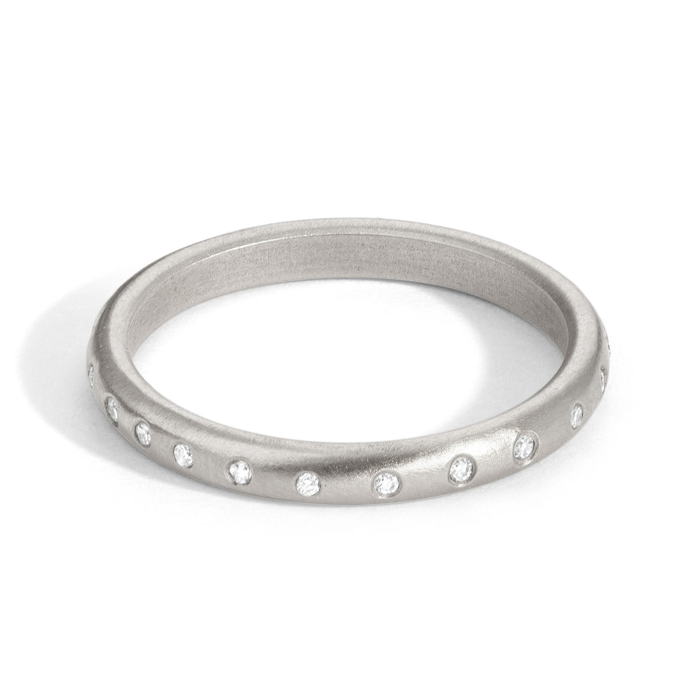 2.5mm Silver Diamond Scroll Ring