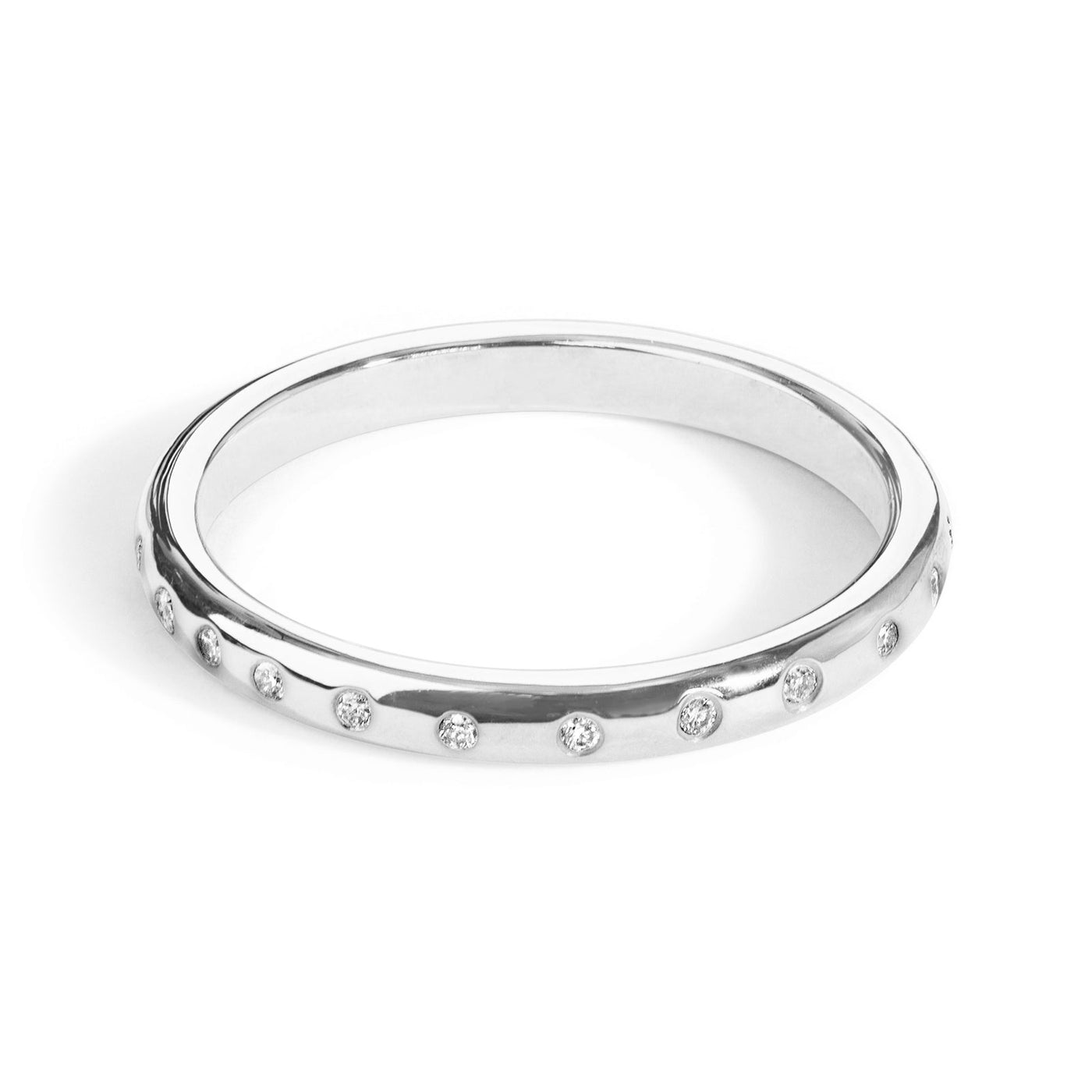 2.5mm Silver High Polished Diamond Scroll Ring