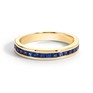 Size 6.5 Blue Sapphire Princess Cut Channel Set Ring