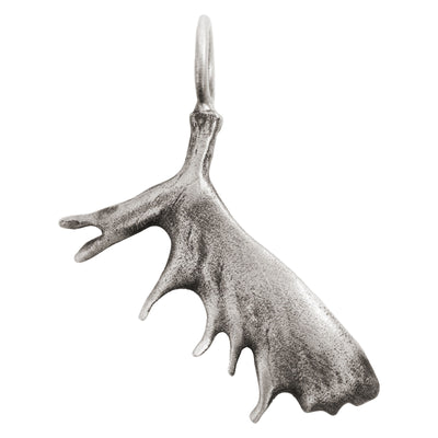 Silver Patina Moose Paddle Sculptural Charm