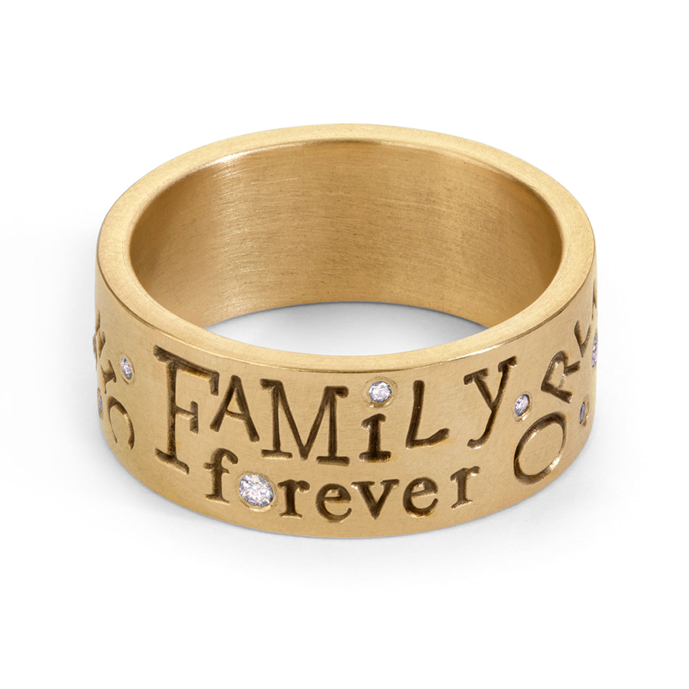 8mm Gold Family Forever Standard Ring & Small Pavé Stack