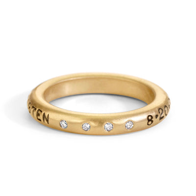 3.5mm Gold Couple Scroll Ring & Small Pavé Stack
