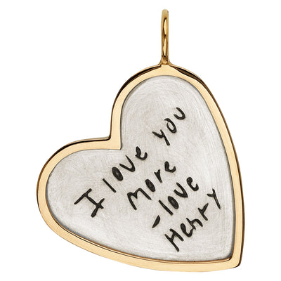 Handwritten Message & Date Heart Charm