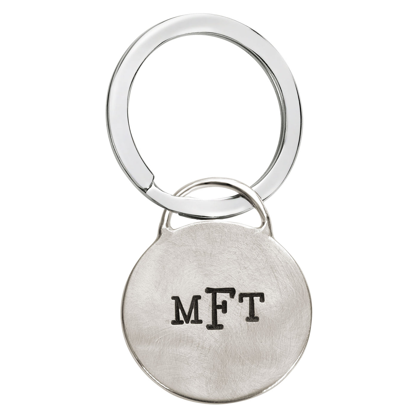 Personalized silver round monogram keychain