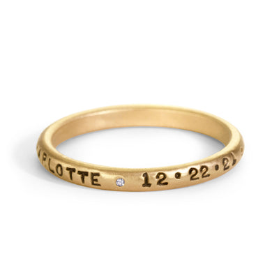 2.5mm Gold Baby Stats Scroll Ring