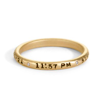 2.5mm Gold Baby Stats Scroll Ring