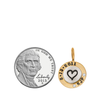 Initials and Date Round Charm