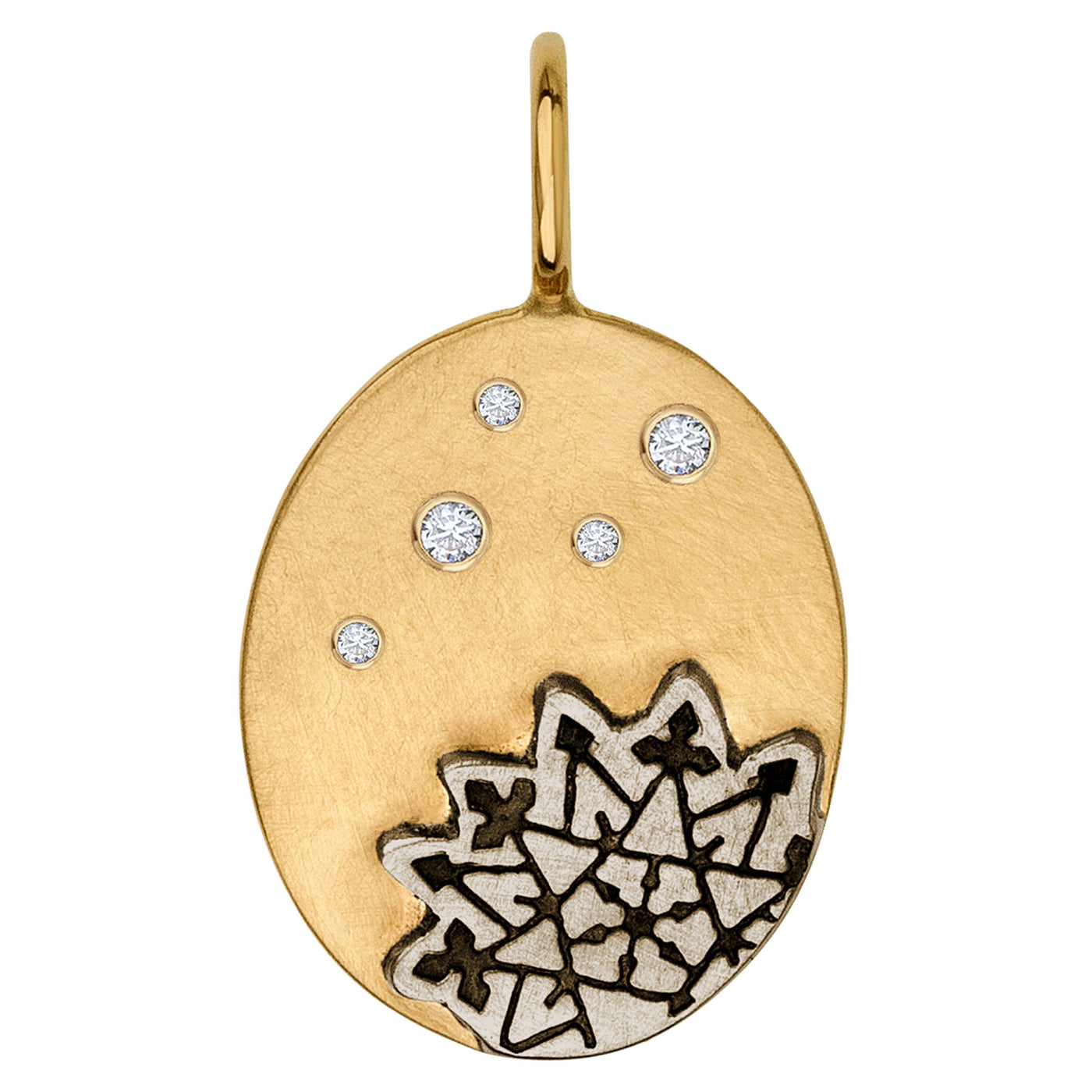 Gold Snowflake Oval Charm