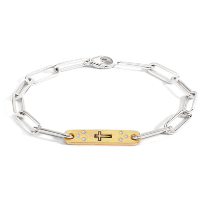 5.2mm Silver & Gold Faith Flat Bar Bracelet