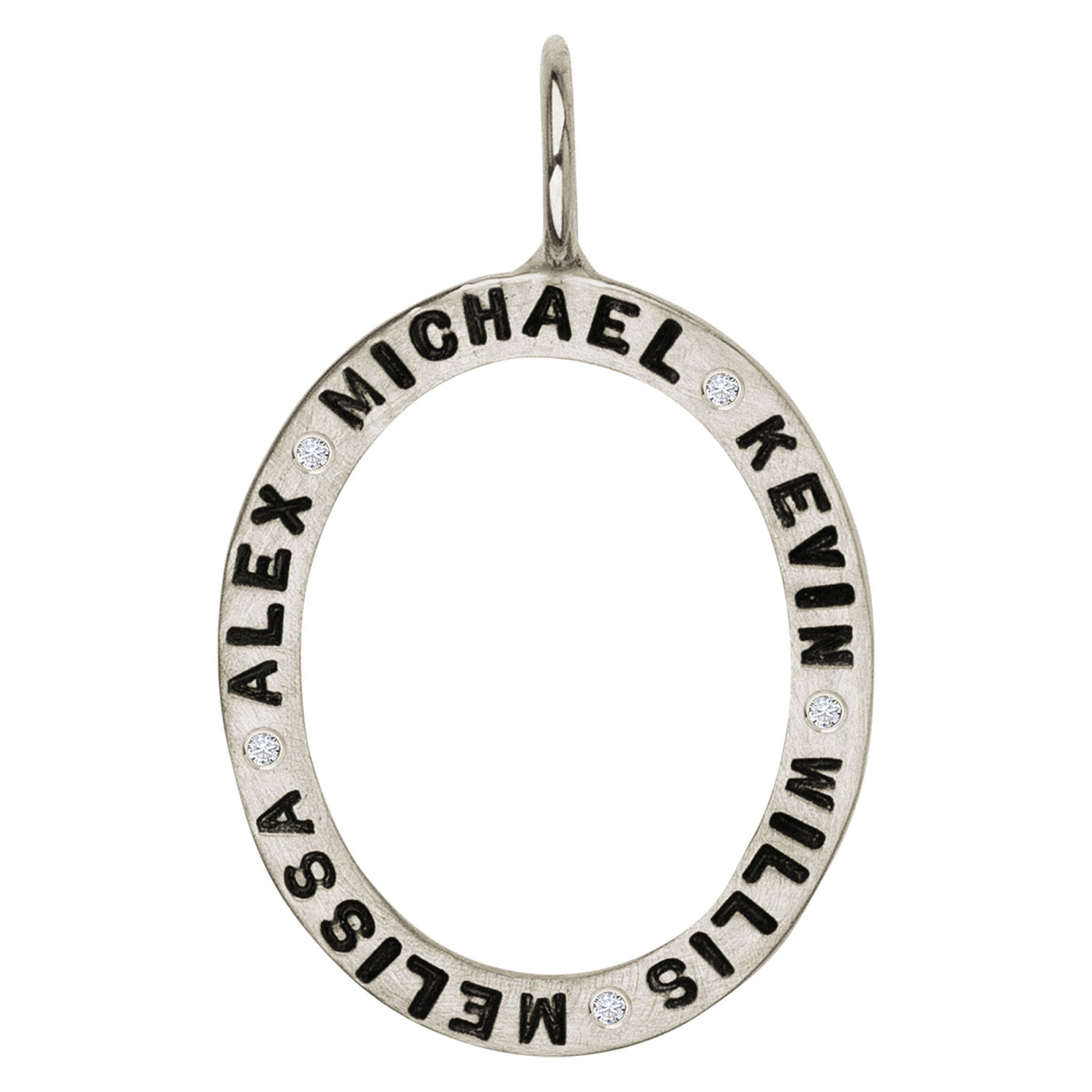 Silver Multiple Names Open Oval Charm