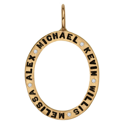 Gold Multiple Names Open Oval Charm