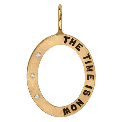Gold Time is Now Open Oval Charm
