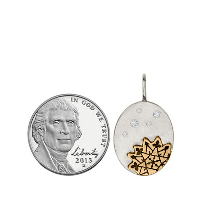 Silver & Gold Snowflake Oval Charm